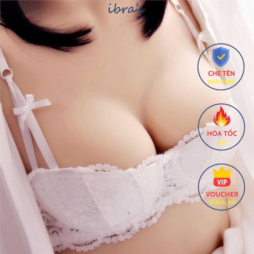 Áo ngực mút mỏng iBra's Store ren cúp ngang có gọng nâng nực tạo khe Quần lót ren sexy nữ xuyên thấu siêu gợi cảm A20