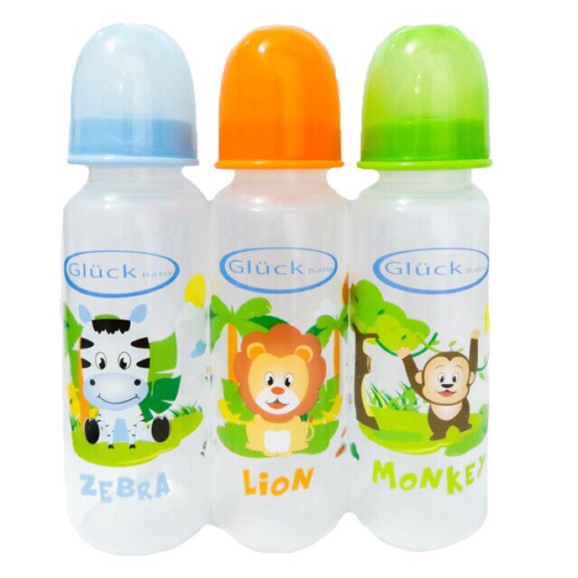 Bộ 3 bình sữa nhựa PP, thể tích 250ml gluck baby