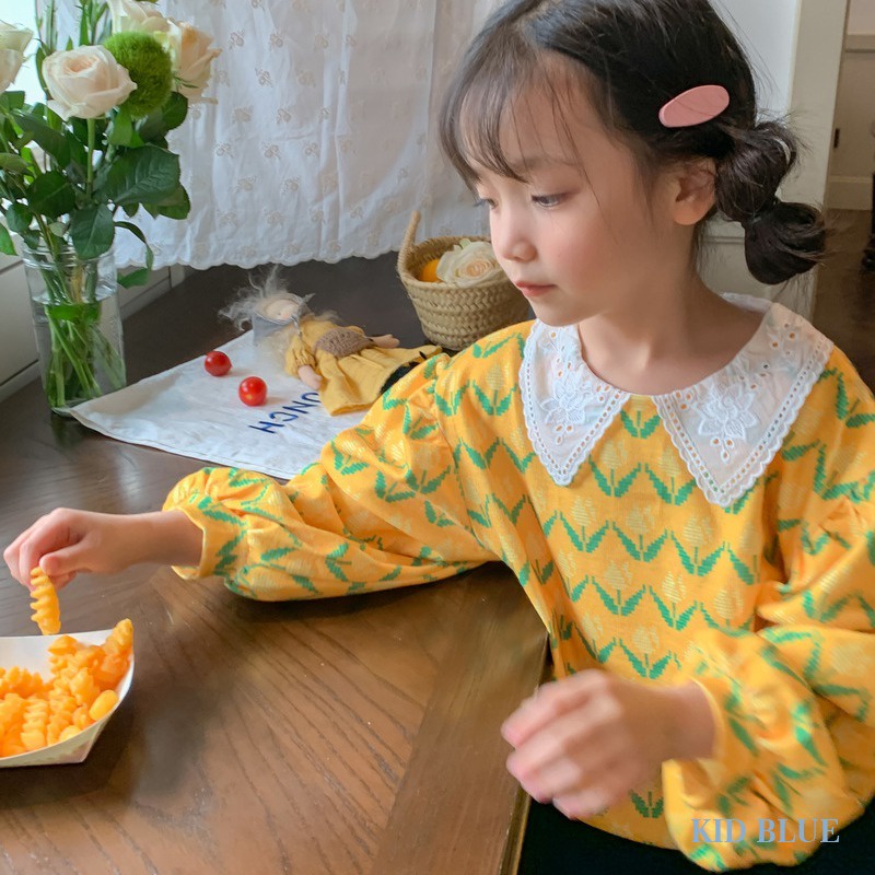 Áo Sweater Tay Phồng Cổ Búp Bê Màu Sắc Tương Phản Phong Cách Hàn Quốc Thời Trang Xuân Thu Cho Nữ