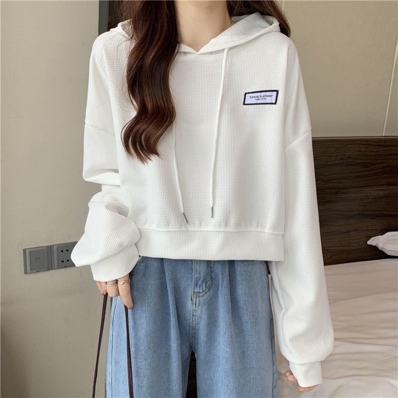 Áo Hoodies Nữ Dáng Ngắn Rộng Dài Tay Thiết Kế Mới Thời Trang Theo Phong Cách Hàn Quốc