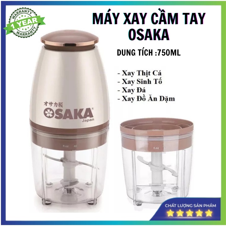 Máy Xay Sinh Tố Cầm Tay 350W , Xay Thịt Đa Năng OSAKA Cao Cấp Dung Tích 750ML  Lưỡi dao siêu bên  (Bảo Hành 1 Năm)