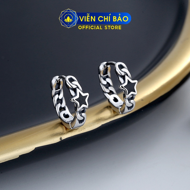 Bông tai bạc nữ hình sao đen chất liệu bạc 925 thời trang phụ kiện trang sức nữ Viễn Chí Bảo B000194