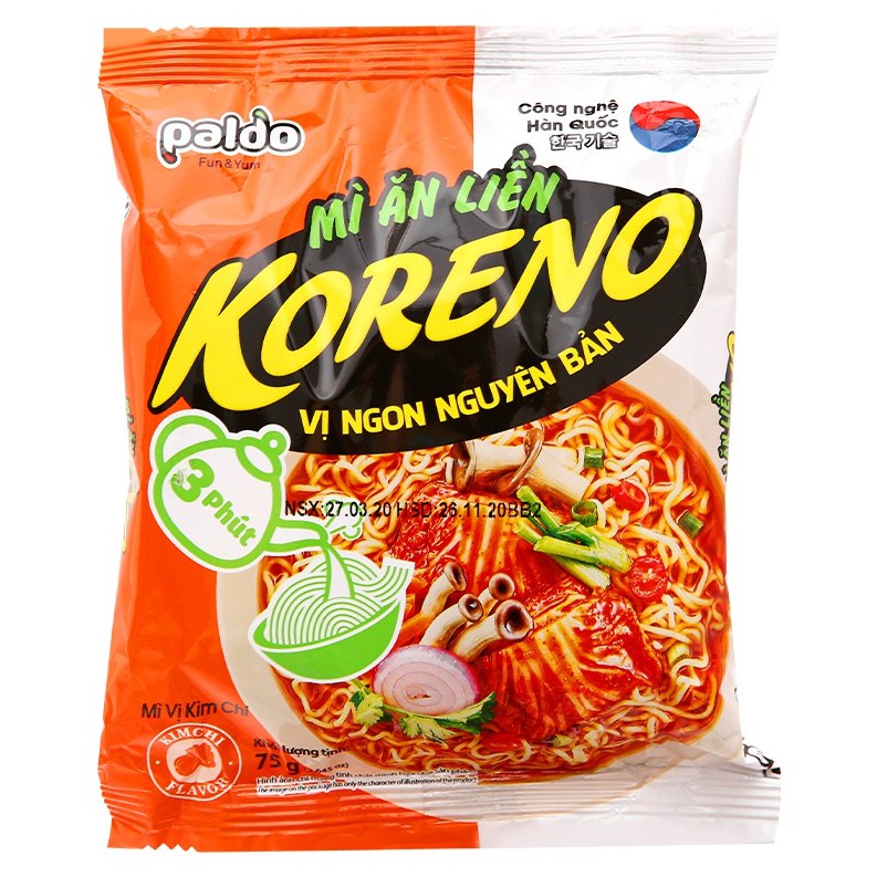 Mì Trộn Tương Đen Koreno Ăn Liền 75g / Mì Koreno kim chi 75g
