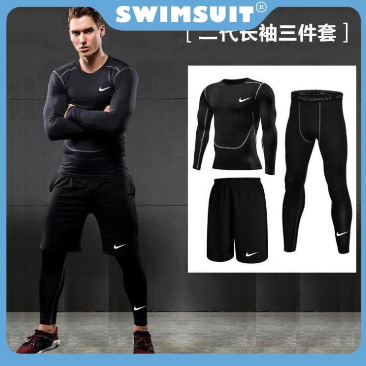 Bộ Đồ Bơi 3 Món Áo Tay Dài + Quần Short + Quần Nhanh Khô Dành Cho Nam Xịn