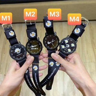 (Tặng hộp và pin đồng hồ) Đồng hồ thời trang nam nữ Candycat dây dù hoa cúc cá tính