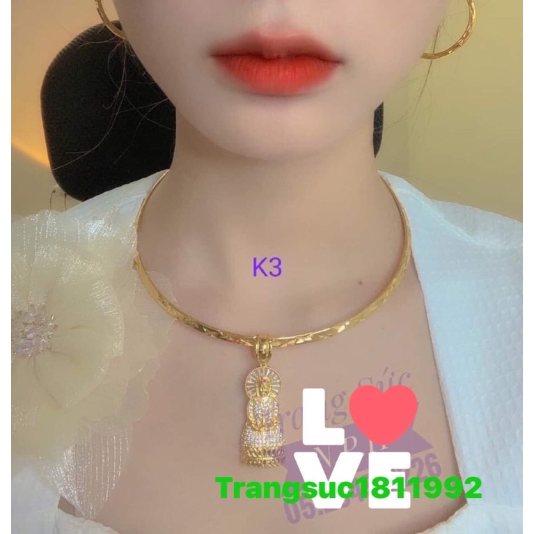 kiềng cổ nữ mạ vàng măt phật quan âm đẹp sắc nét đem lại may mắn