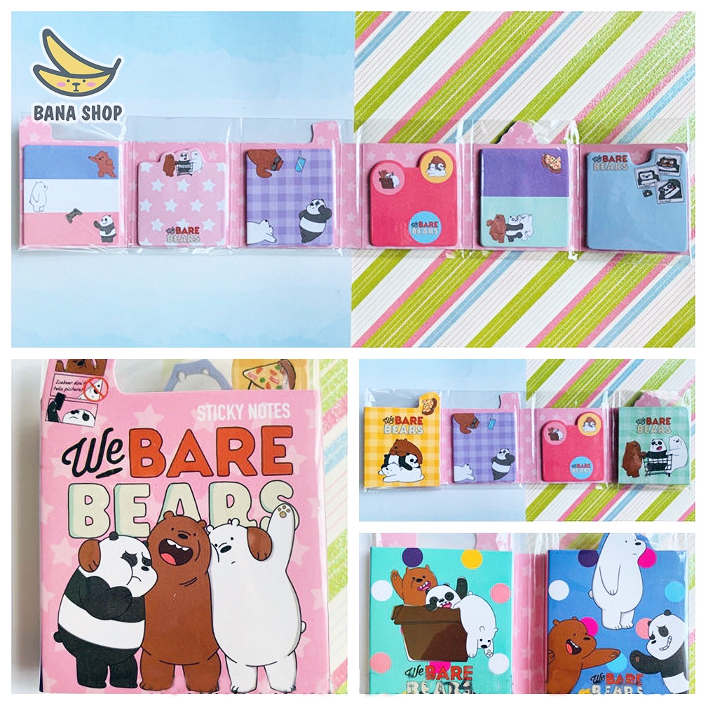 Sổ giấy note ghi chú giấy nhớ dán anh em gấu bare bear Chúng tôi đơn giản là gấu cute