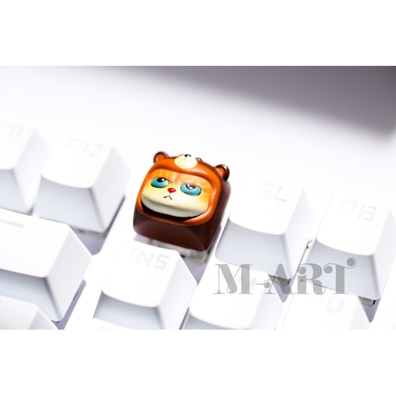 Keycap - Nút Bàn Phím Gaming - Nút Bàn Phím Cơ Mặt Mèo Hờn Dỗi  - Gấu Nâu - KC013