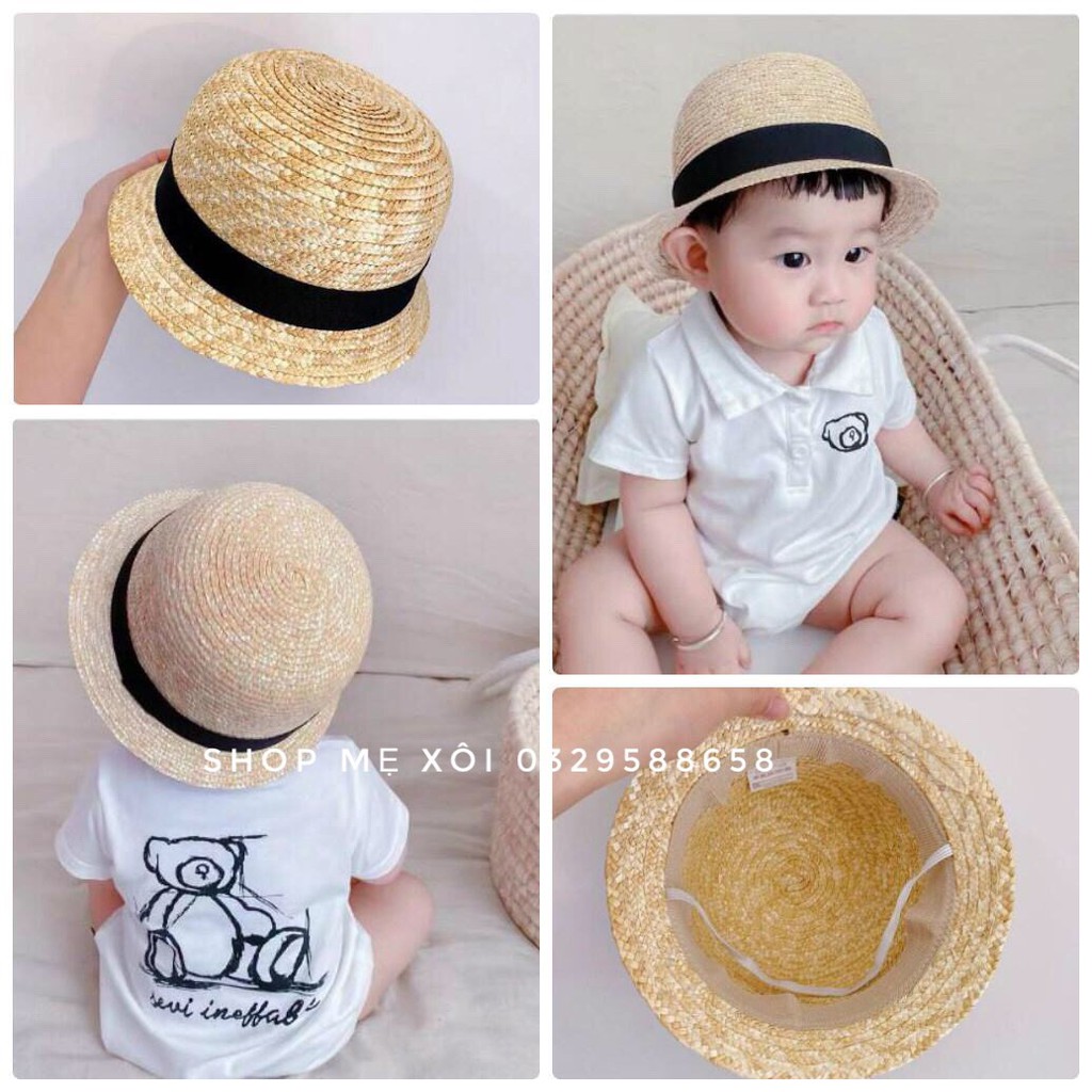 Mũ cói Bucket phong cách Hàn Quốc cho bé