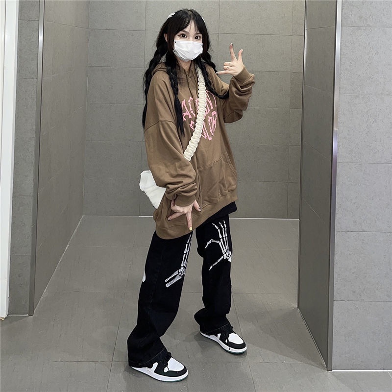 Quần Jean Ống Rộng Phong Cách hip hop Âu Mỹ Y2K Cá Tính