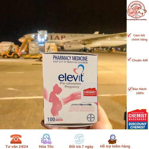 ( CHEMMIST) Elevit bầu, Vitamin Elevit bầu có tem chemist 100 viên Chuẩn Úc cho Mẹ bầu