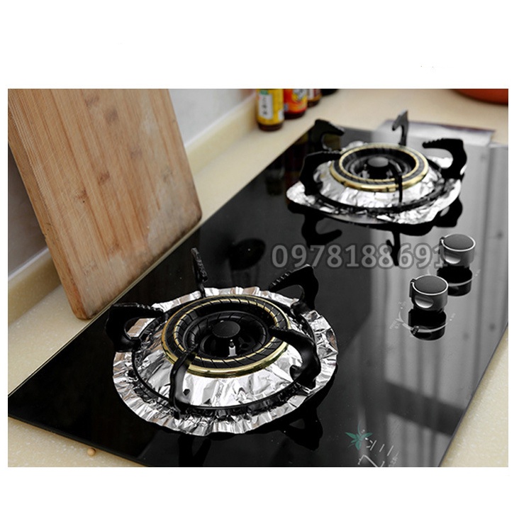 Lá Nhôm Lót Bếp Gas Chắn Dầu Mỡ - SET 10 Tấm Lót Bếp Ga