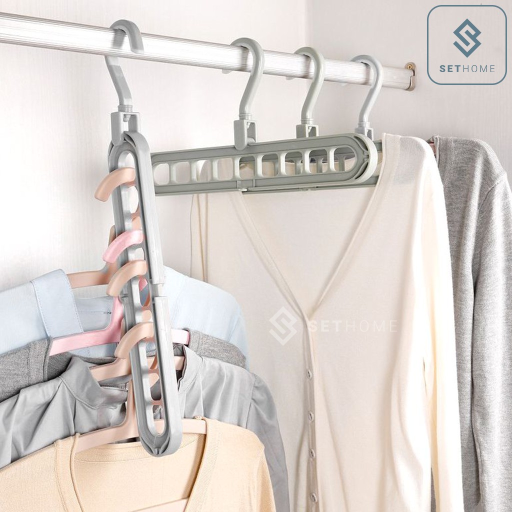 Móc treo quần áo thông minh SETHOME tiết kiệm 75% không gian tủ quần áo, chất liệu PP chắc chắn chịu lực 40kg