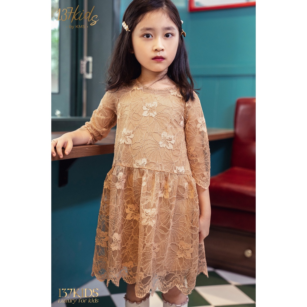 Váy ren hoa bé gái 137KIDS thiết kế cao cấp tay lỡ dễ thương