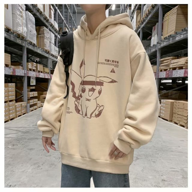 Áo Khoác Hoodie Tay Dài In Hoạt Hình Pikachu Dễ Thương Cho Các Cặp Đôi