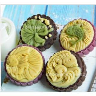 Khuôn Bánh Lò Xo Trung Thu Cá Lá Sen 4 Mặt 150 Gr