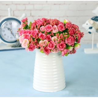 Hoa giả - Chùm hoa hồng kim cương nhí 20 bông trang trí nội thất nhà cửa