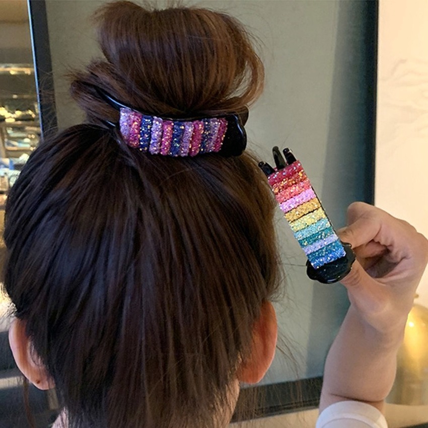 Kẹp tóc HAIMEIKANG thời trang màu cầu vồng đáng yêu kiểu Hàn dễ phối đồ cho nữ