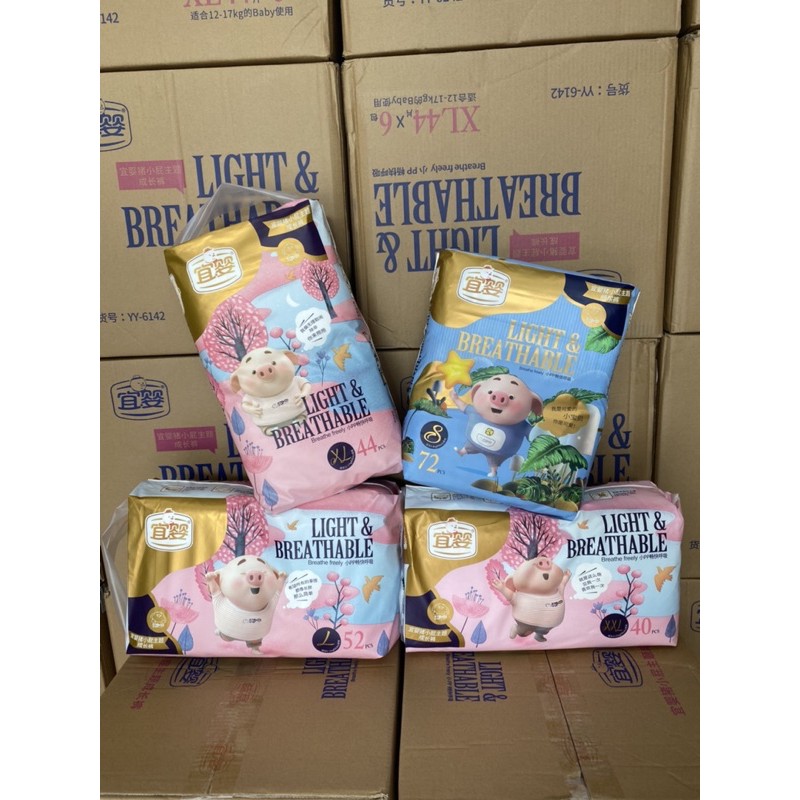 Bỉm Yiying xuất Âu dán/quần S72/M60/L52/XL44/XXL40/XXXL36........