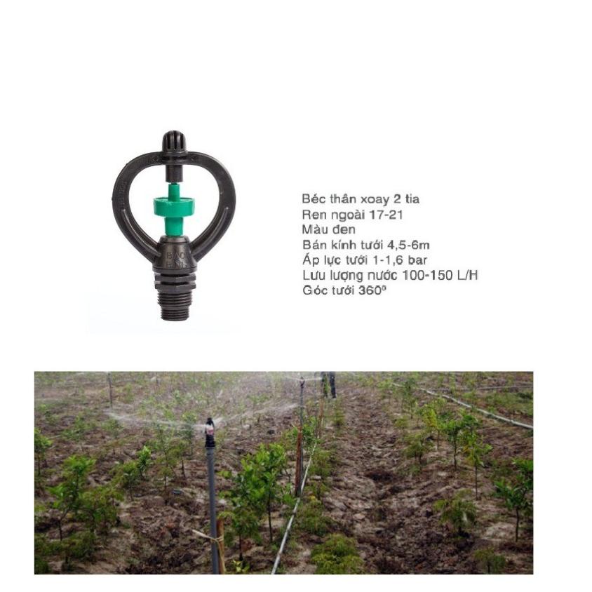 Bộ 10 béc tưới cây BB 906 phun mưa xoay 360 độ ren ngoài 17/21mm tặng 10 nối 21mm
