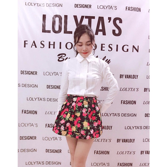 Lolyta's design - Hàng thiết kế áo sơ mi trắng cổ đức , thân xếp ly, tay dài , Chất thô Hàn