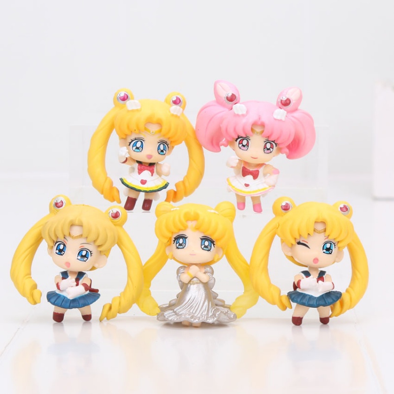 Đồ trang trí Nhân Vật Thủy Thủ Mặt Trăng Bằng PVC Trang Trí Bánh Kem