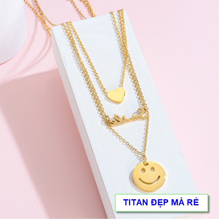 Dây chuyền nữ đẹp nhất 3 tầng cách điệu đáng yêu - Hàng chuẩn titan màu sắc bóng đẹp - Cam kết 1 đổi 1 nếu gỉ sét