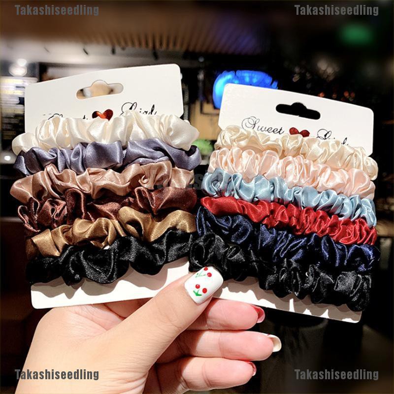 Bộ 6 Dây Cột Tóc Co Giãn Nhiều Màu Sắc Cho Nữ