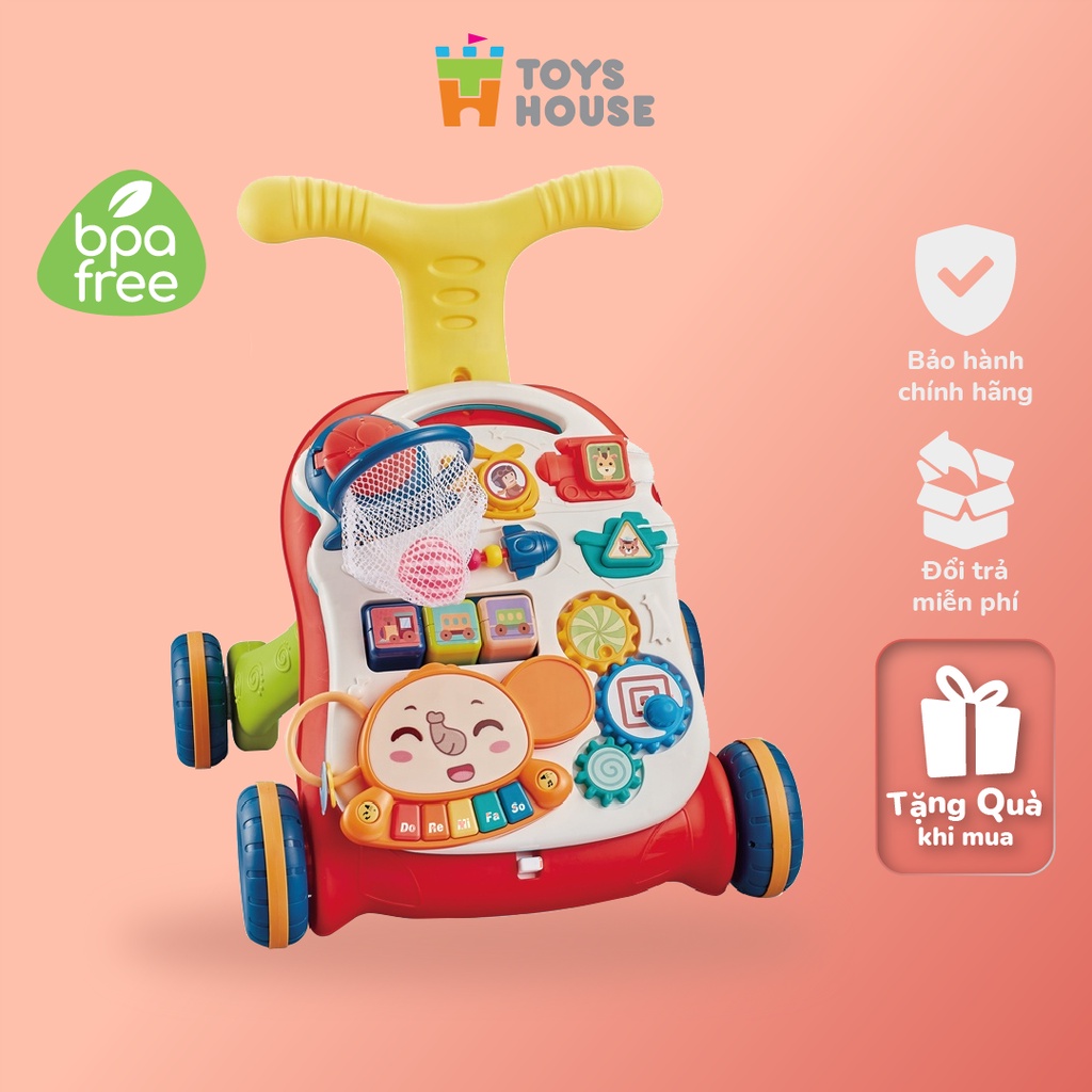 Xe tập đi cho bé kiêm bàn chơi đa năng có nhạc điều chỉnh tốc độ, chống vòng kiềng Toyshouse N6038