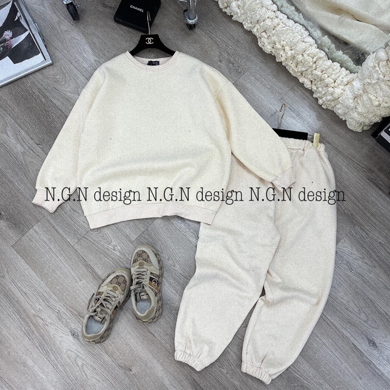 SN825 BỘ NỈ NỮ TRƠN ÁO DÀI TAY 5 MÀU