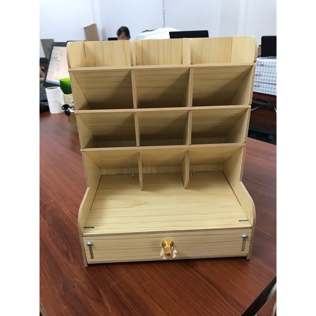 ảnh thật Kệ để bút thước sách vở tài liệu ghi chú mini để bàn bằng gỗ | BigBuy360 - bigbuy360.vn