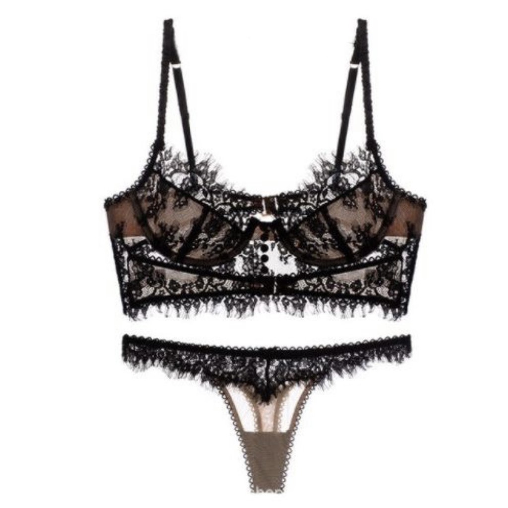 Bộ Bralette Xuyên Thấu Có Gọng Không Độn Mix Cúc Giữa Ren Mềm Sexy Phối Quần Lọt Khe Gu Bra - B08 | BigBuy360 - bigbuy360.vn