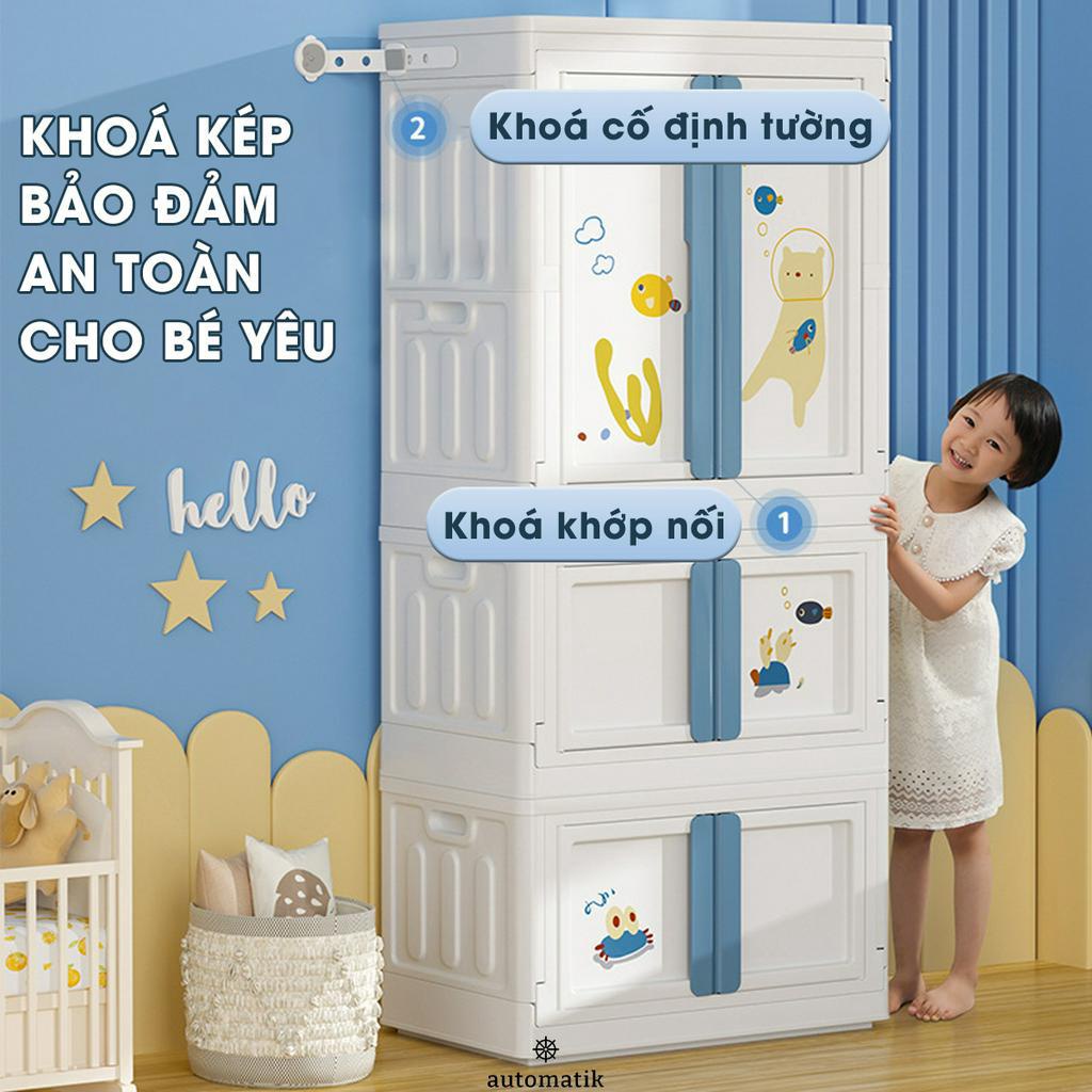 Hộp Đựng Quần Áo, Tủ Nhựa Đựng Quần Áo Cho Bé Gấp Gọn, Đa Năng, Xếp Chồng - Automatik