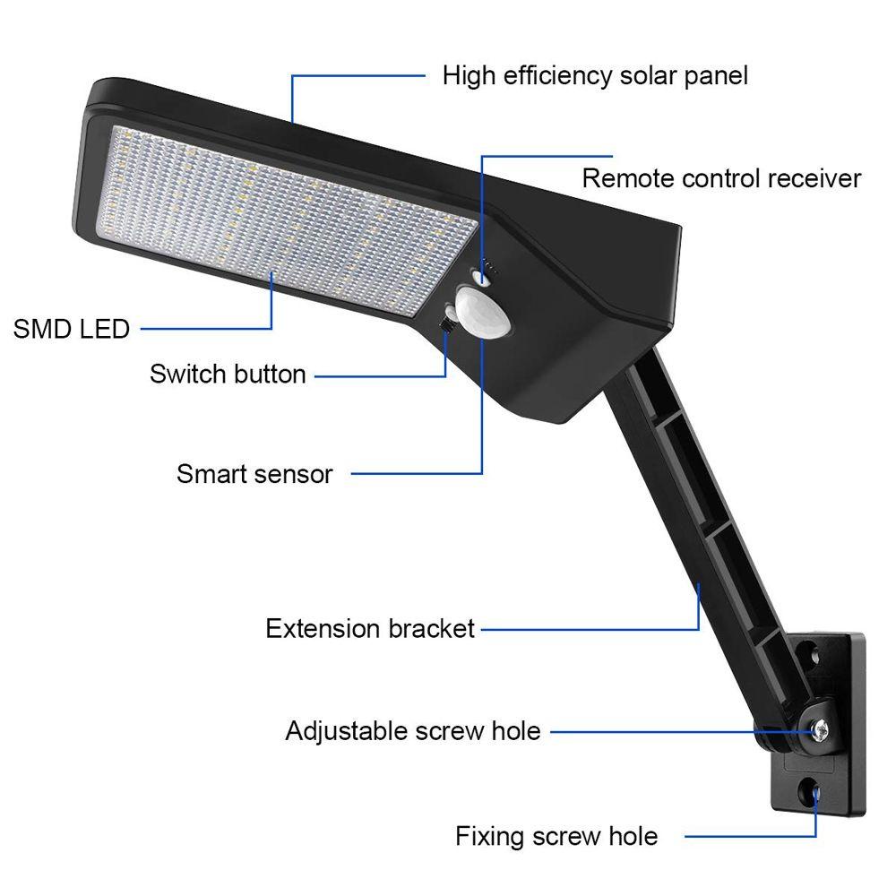 PATRICIA Đèn Đường 48 LED Garage Cảm Biến Chuyển Động Hồng Ngoại Chống Nước Sử Dụng Năng Lượng Mặt Trời