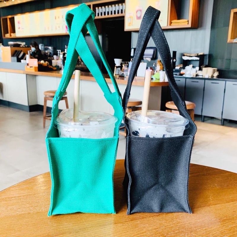 Túi quai vải đựng xách bình li nước gấu starbuck