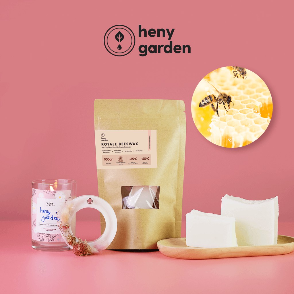 Sáp Ong Làm Nến Thơm Trắng Royale Beeswax – Tặng Tinh Dầu Mẫu Thử - Nguyên Liệu Làm Nến Thơm Heny Garden