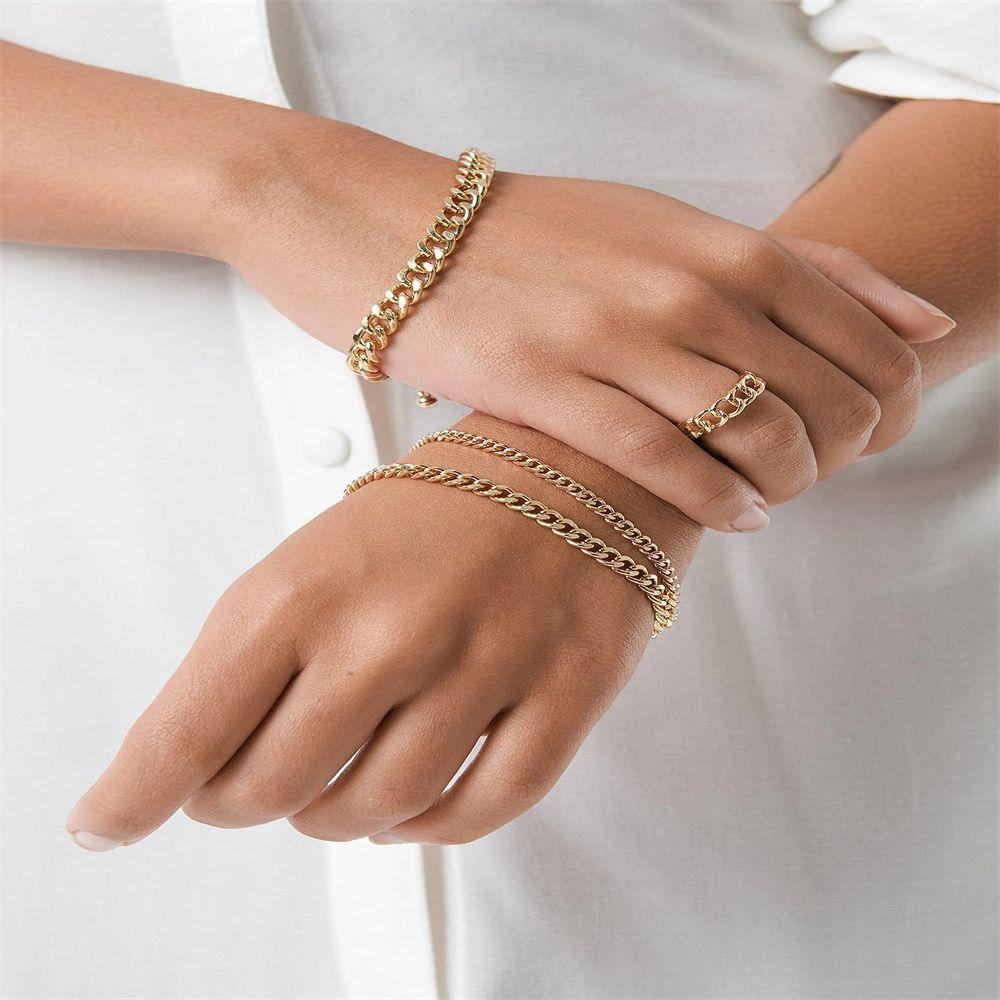 Vòng Tay Mạ Vàng 18K 1 4 / 6 / 8MM Phong Cách Hip Hop Thời Trang Cho Nam Và Nữ|Dây Chuyền Mạ Vàng