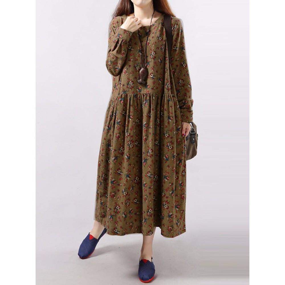 Đầm maxi in họa tiết hoa size lớn trang nhã xinh xắn dành cho nữ | BigBuy360 - bigbuy360.vn