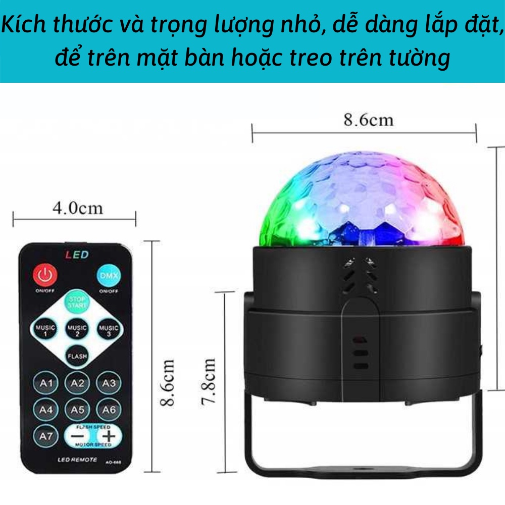 Đèn LED xoay 7 màu cảm ứng theo nhạc,  trang trí sân khẩu, vũ trường, đèn X1 Gia dụng HOÀI AN 5.0