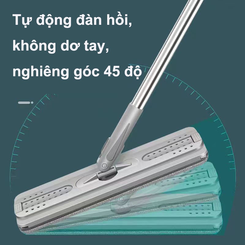 Bộ Cây Lau Nhà 360 Độ Tự Vắt Thông Minh Xoay 2 Vách Ngăn Tách Nước Bẩn Cao Cấp -Tặng 2 Miếng Lau, Nhỏ Gọn Tiện Lợi