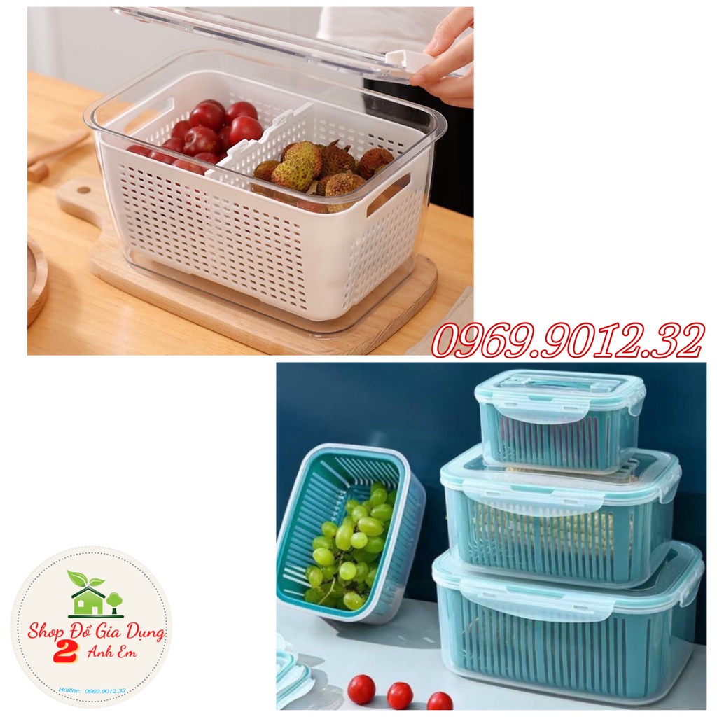 Bộ 5 hộp đựng thực phẩm tách nước cao cấp, hộp bảo quản rau củ để tủ lạnh, hộp nhựa tách nước, hộp nhựa đa năng