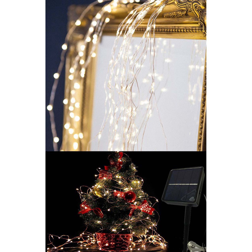 Dây đèn nháy LICER bằng đồng sử dụng năng lượng mặt trời 10m/ 20m 8 chế độ ánh sáng chống thấm nước trang trí đa năng