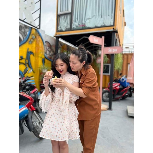 ĐẦM HOA NHÍ TIỂU THƯ TAY DÀI PHONG CÁCH DIỆU DÀNG