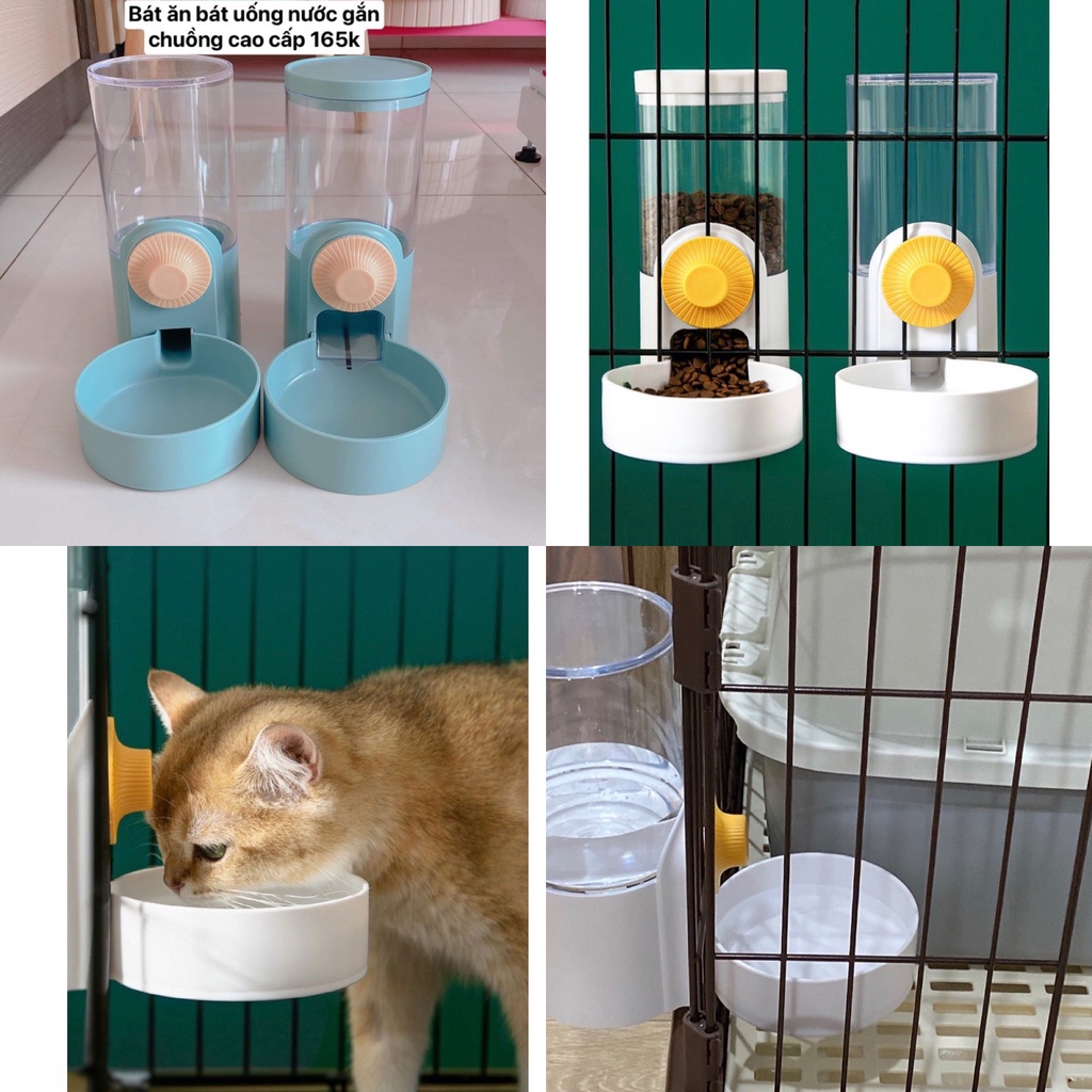 Bát ăn gắn chuồng bình nước gắn chuồng cao cấp cho chó mèo