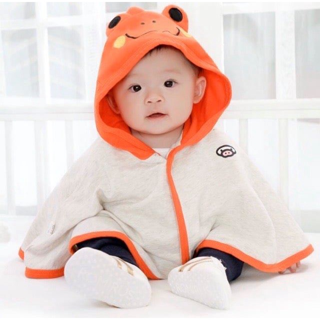 Áo choàng chống nắng cho bé, áo chống nắng cotton hình con ếch kute cho bé trai và bé gái từ 5-18kg