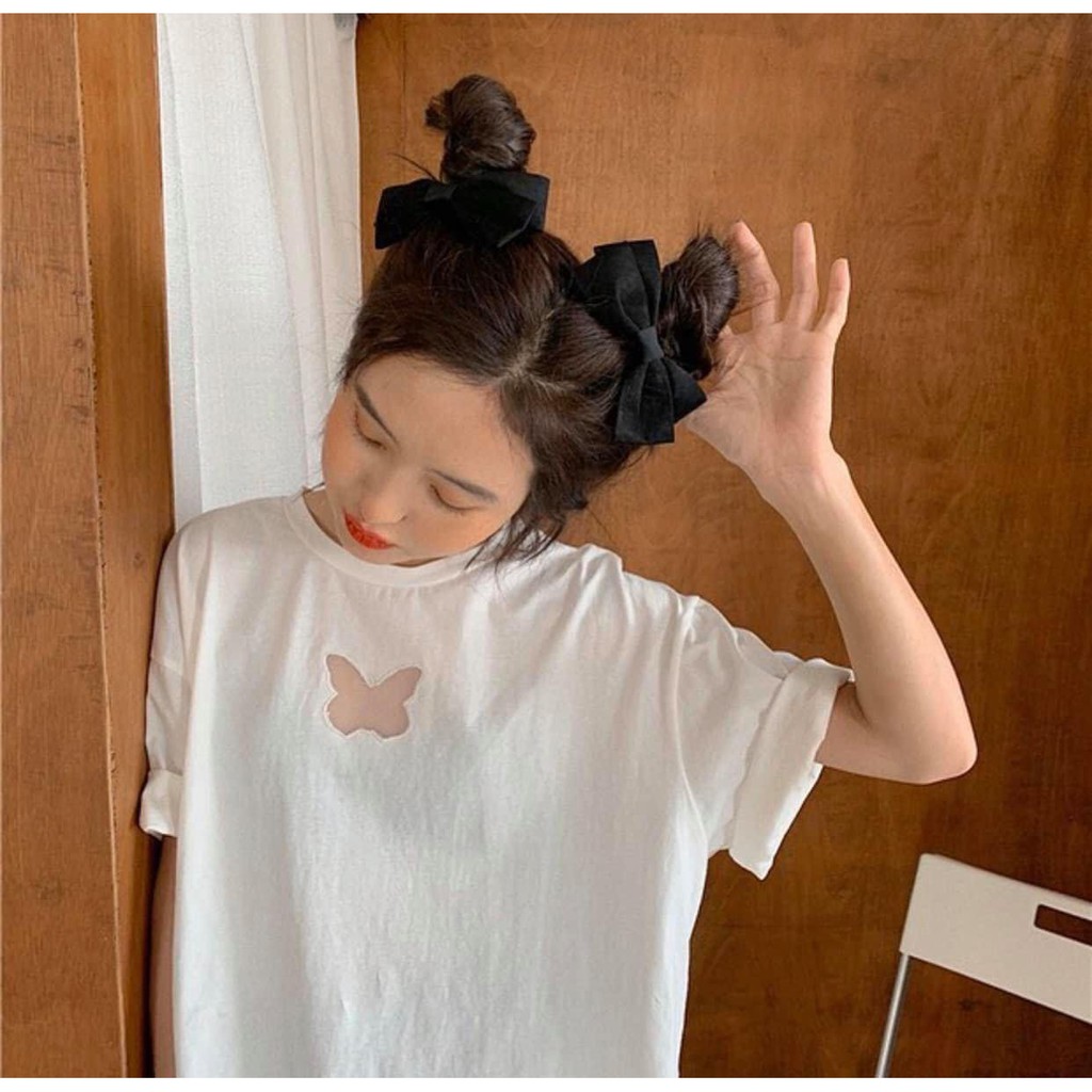 ÁO THUN KHOÉT CÁNH BƯỚM TRẮNG CHẤT COTTON TÀU FORM RỘNG - ÁO PHÔNG BUTTERFLY