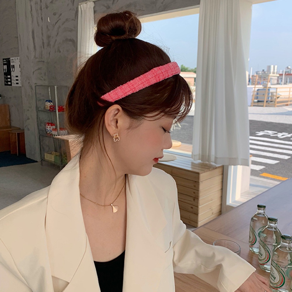 Băng đô cài tóc bản rộng họa tiết kẻ sọc phong cách cổ điển thời trang mùa thu xinh xắn dành cho nữ