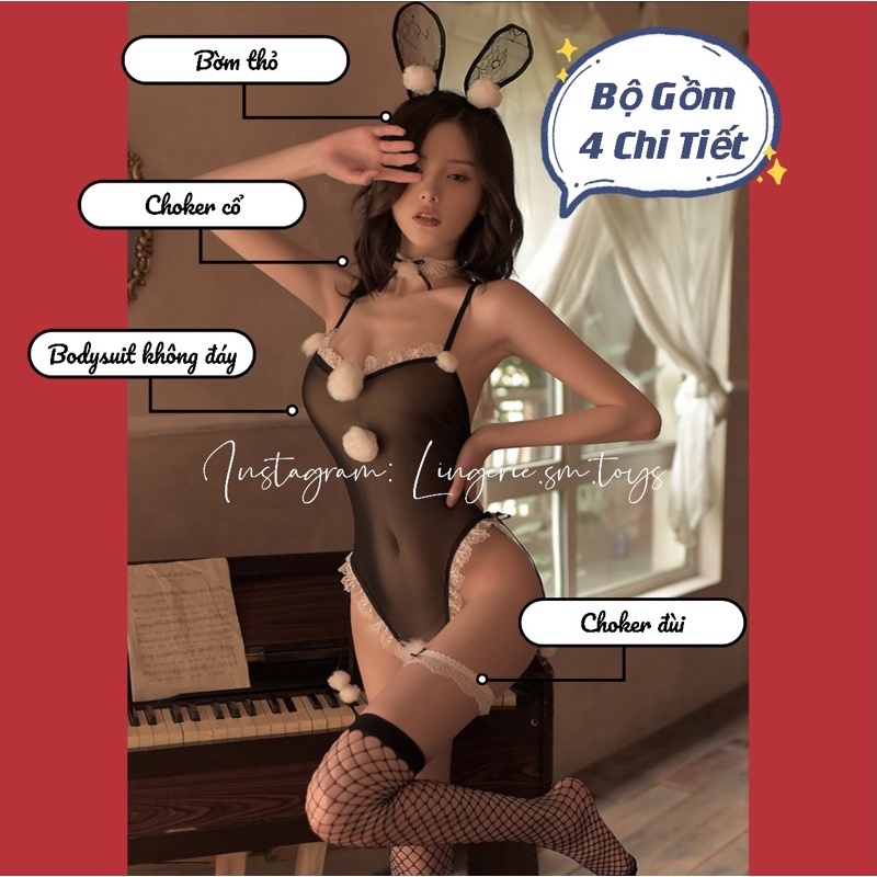 YT-R617- Set Trang Phục  Áo Liền Thân - Hoá Trang Nàng Thỏ Quyến Rũ Với Nhiều Phụ Kiện Đi Kèm
