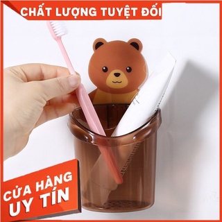 Cốc gấu cắm đồ đa năng dán tường, cốc gấu cắm bàn chải dán tường