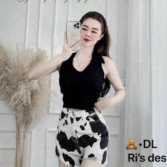 Áo thun tăm cổ bẻ sát nách cổ khoét U, Áo kiểu dáng ôm co giãn AK057 - NhiNhi Shop